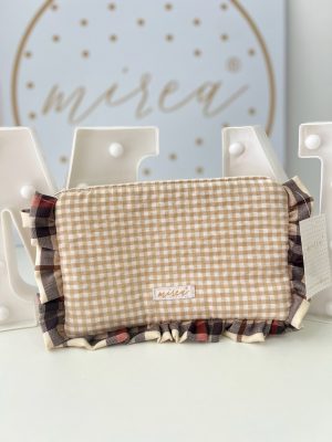 Neceser a Cuadros Beige y Blancos Mirea