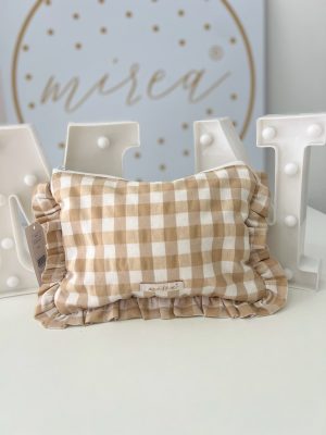 Neceser a Cuadros Beige y Blancos Mirea