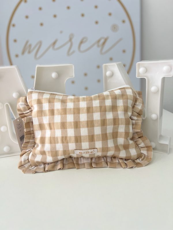 Neceser a Cuadros Beige y Blancos Mirea