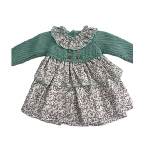 Vestido para bebé verde con flores