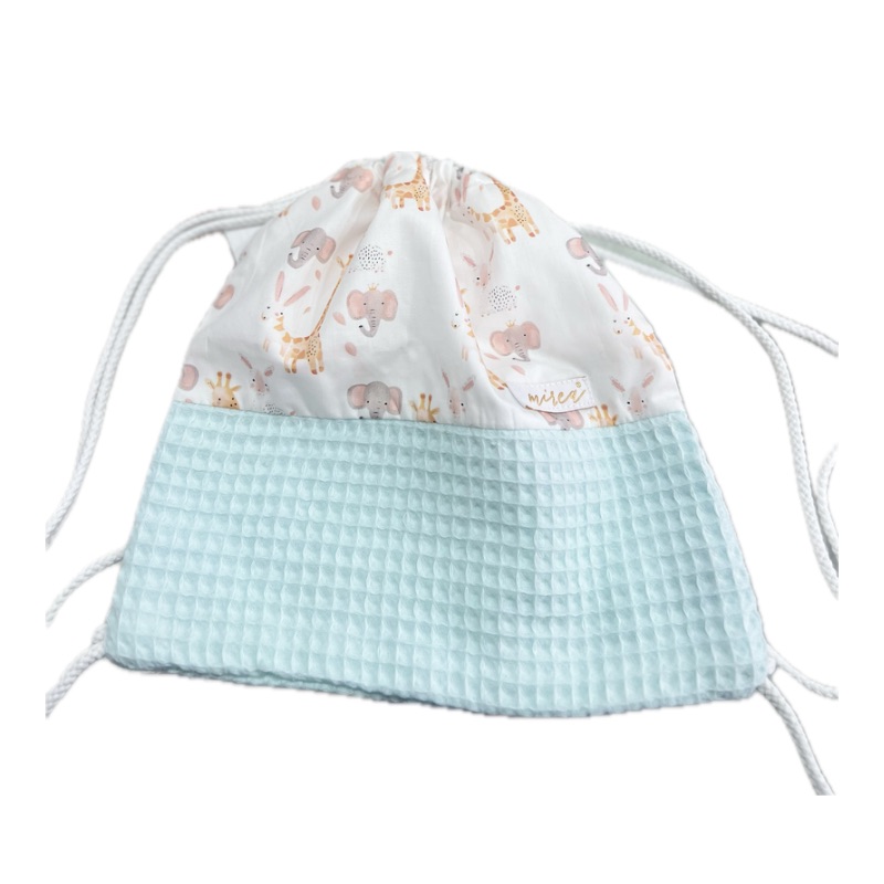 Mochila merienda verde con animales