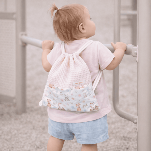 mochila merienda rosa con animalitos.2