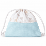 mochila merienda verde con animalitos.