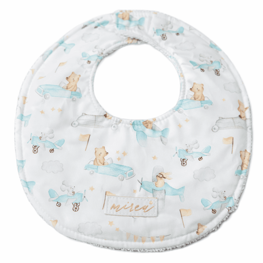 babero aviones azules