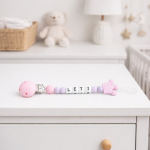 chupetero personalizable con corona rosa